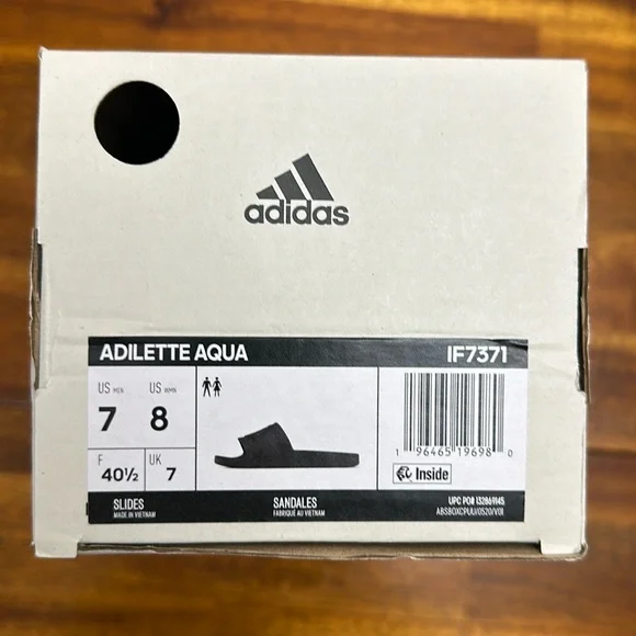 Brand New Never Worn! Adidas adilette Aqua Slides Black - Picture 1 of 7